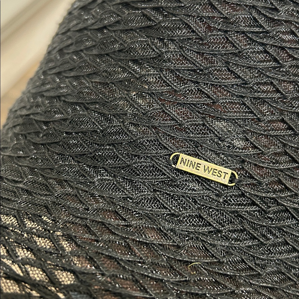 Nine West Black Woven Sun Hat Chic Wide Brim Bucket Style woven bucket hat - Picture 4 of 6